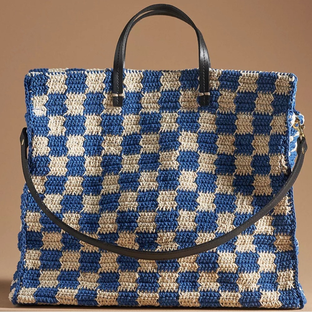 Clare V Simple Summer Tote NWT Blue Checker